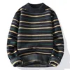 Herrtröjor 2023 Ankomst Vintermän Högkvalitativ turtleneck tröja Autumn Men's Fashion Pullovers Wool Stripe Size M-4XL