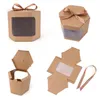 Emballage cadeau fenêtre ouverture carton blanc noir kraft papier forme hexagonale boîte à bonbons fête cadeau support personnalisation 230111