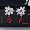 Stud Earrings 2023 Arrival Luxury Red Color Pear For Women Anniversary Gift Jewelry Wholesale E7657