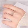 Med sidorstenar Bow Ring Micro Inlay Romantic FL Cubic Zirconia Party Jewelry Gift Sier Rings Drop Delivery Dhyhb