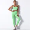 Women's Two Piece Pants Seamless Yoga Set Sport Bra Gym Suits Fitness Shorts Crop Top Women High Waist Running Cycling Leggings Sports Sets
