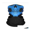 Feestmaskers Hoogwaardige Halloween Skl Skelet Black Motorcycle MTI Functie Hoofdkleding Hoed SCRAP NEK Sport Face Winter Ski Mask Dro Dh7ef