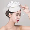 Berets Bride studio po headdress lace linen shallow white hat hair ornaments wedding dress accessorie fasinator Hair Clip 230112