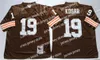 Football Jerseys Long sleeve Throwback Football 75th Anniversary 19 Bernie Kosar Jersey 1964 1986 Vintage 32 Jim Brown Mitchell and Ness Team Brown Color