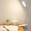 Lámparas de mesa Clip en 2 modos de iluminación Lectura Cuello de cisne flexible Dormitorio Estudiante Lámpara de escritorio LED Atenuación Control táctil Dormitorio Alimentado por USB