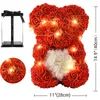 Fleurs décoratives 25/40 cm artificielle Rose mousse ours boîte transparente saint valentin fleur cadeaux gâteau emballage pour anniversaire mariage