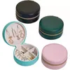 Round Travel Jewelry Box Women PU Leather Jewelry Storage Organizer Necklace Earrings Rings Display Packaging Mini Gift Boxes