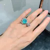 Кластерные кольца Megin D Серебряное заполненное голубым синим турмалиновым камнем роскошным цирконом винтаж Boho для женщин свадебная пара