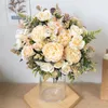 Torkade blommor Silk Artificial Rose Autumn Decoration White Wedding Home Christmas Fall Fake Flower Bouquet Craft Wreath Supplies 230111