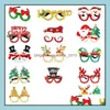 Christmas Decorations Cute Cartoon Glasses Frame Glittered Eyeglasses For Kids Adts Santa Claus Snowman Elk Antlers Xmas Party Decor Dhtkf