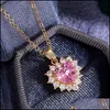 Подвесные ожерелья Lucky Pink Zicron Peach Heart Ожерелье для женщин обручальное свадебное золото -годовщина подарок воротник de mujerpantend d dh6x1