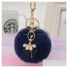 Keychains Lanyards Rhinestone Ballet Girl Rabbit Hair Ball 16 F￤rg V￤lj Alloy Fashion DS12 Drop Delivery Accessories DHUU2