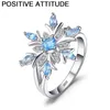 Wedding Rings Fashion Flower Light Blue Female Ring Cubic Zirconia verlovingsfeestje Liefhebber Gift Jewelry