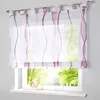 Curtain Wave Pattern Digital Printing Process Roman-style Tie Up Window Kitchen Voile Sheer Cortinas