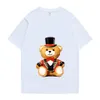 2024Новая дизайнерская футболка Moschiio, мужские футболки с принтом медведя, женские футболки High Street, модные мужские летние футболки, весна и осень, размер США S-Xxl 94