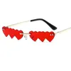 Sunglasses Small Rimless Rectangle Men Women Designer Tiny Ocean Lens Frameless Sun Glasses Shades UV400 Heart Points