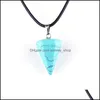 Pendentif Colliers Pierre Naturelle Collier Forme De Pyramide Hexagonale Turquoise Opale Druzy Drusy Pour Les Femmes Drop Delivery Bijoux Pendentifs Dhn1C