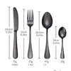 Dinnerware Sets 24 Pcs Black Set Cutlery Stainless Steel Rainbow Dinner Tableware Wedding Sierware Drop Delivery Home Garden Kitchen Dhk6M