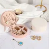 Round Travel Jewelry Box PU Lederen sieradenkoffer draagbare sieraden organisator houder voor ringen oorbellen ketting