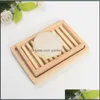 Soap Dishes With Tray Wooden Natural Bamboo Box Rack Plate Portable Holder Bathroom Accessories Drop Delivery Home Garden Bath Dhcsj