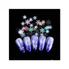 Nagelkonstdekorationer Press On Fake Nails Decoration In Christmas 12 Grid Laser Snowflake Sheet Box Winter Sequins 50 SETS MYCKET SET DHSML