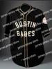 Babe Ruth Bustin 'Babes Shirt 1927 Home Black Jersey Custom Men Women Youth Baseball Jerseys Elke naam en nummer Dubbel gestikt