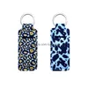 Keychains Lanyards Anpassade 20 Style Leopard Square Neoprene Chapstick Holder Keychians Handy Lip Balm Lipstick Holders Keychain Pou Dhijz