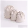 Emballage cadeau 100 Pcs/Lot sacs en coton de couleur naturelle petites faveurs de fête lin Dstring sac pochette en mousseline Bracelet bijoux emballage Drop Del Otijk