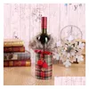 Decorações de Natal Bolsas de vinhos Er Bags Papai Noel Bag Saco de Presente Jantar Dening Decoração de Mesa de Natal Deliver Drop Dispution Home Garden Dhvid Festive Dhvid