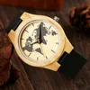 Armbandsur Creative Men's Bamboo Watch Pattern Art Ink Display Fashion Men äkta läder Armbandsur Klocka timme Trä Watchwristwatc