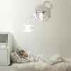 Relojes de pared 3D taza de café tetera pegatinas de espejo acrílico autoadhesivas para el hogar Decoración Para sala de estar pegatina 230111