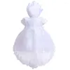 Flicka klänningar härlig barnets första födelsedagsfest dop prinsessan svans klänning helig måltid rent vitt