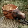 Mokken kuksa hand gesneden houten mug guksi dieren hoofd beeld cup dier vorm draagbare nok drink drop levering home tuin keuken dhsl4