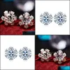 Charm Zircon Christmas Snowflake Stud Earrings For Women Shiny Rhinestone Crystal Flower Earring Drop Delivery Jewelry Dhn0E