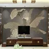 Wallpapers Modern Wallpaper for Living Room Weegbree Groene planten Lichte luxe gouden lijn tv -bank achtergrond muurpapieren home decor muurschildering