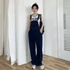 Women's Jeans Y2k Retro Dark Blue Overalls for Korean Fashion Denim Romper Jumpsuit Summer Loose Size High Street Baggy Trousers 230111