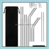 Drinking Straws Colorf Stainless Steel Sts Reusable Straight And Bent Eco Friendly Bar Tools Colored Metal Sn2267 Drop Delivery Home Dhx2S