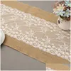 Nappe De Table Hessian Lace Runner Nappe 275X30Cm Vintage Toile De Jute Lin Décor De Fête De Mariage Tqq Bh3010 Drop Delivery Home Garden Te Dhuzk