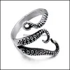 Band Rings Punk Gothic Octopus Finger Ring Jewelry Open Adjustable Size Drop Delivery Otqyu