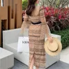 Casual Dresses Runway Summer Lace Mesh Evening Dress Women 2023 Split Flare Sleeve Ruched Pleated Bodycon Long Dot Vestidos