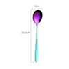 Spoons Purple Sier Gold Korean 304 Stainless Steel Spoon Fork High Quality Mixing Dinnerware Kitchen Accessories Drop Delivery Home Dhhxs