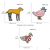 Broches Broches Mignon Poterie Dessin Animé Animal Canard Chien Poulets Broche Broches Drôle En Alliage De Zinc Émail Pour Les Filles Cadeau De Noël Badges Sac Chemise Dhlh7