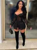 Frauen Zwei Stück Hosen Hirigin Sheer Mesh Korsett Zip Up Jacke Top und Shorts 2 Set Sexy Party Club Outfit streetwear 230111