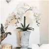 Decorative Flowers Wreaths Silk Artificial Butterfly Orc Flower Bouquet Phalaenopsis Fake Home Wedding Decoration Diy Crafts Drop Dhsya