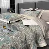 Set di biancheria da letto Luxury 1000TC Cotone egiziano Set stampa foglie Copriletto Copripiumino Federe piatte / con angoli