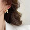 Dos Boucles D'oreilles En Alliage De Cuivre Clip Coréen Sur Zircon Cubique Plaqué Or 18K Faux Piercing En Forme De X Pour Les Femmes