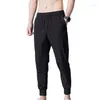 Pantalons pour hommes 2023 soie hommes respirant décontracté cordon vêtements Joggers pantalons de survêtement Fitness mode cheville bandes poches Trous