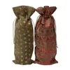 Prezent Wrap Jute Wine Bottle Covers Covers Champagne Blind Opakowanie torby Rustykalne Hessian świąteczne stół