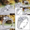 Bandringe Hollowout Crystal Finger Ring f￼r Frauen Hochzeit Schmuck Drop Lieferung OTGE6