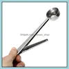 Coffee Tea Tools Stainless Steel Ground Measuring Scoop Spoon With Bag Seal Clip Kitchen Metal Spoons Rre13339 Drop Delivery Home Oti8H